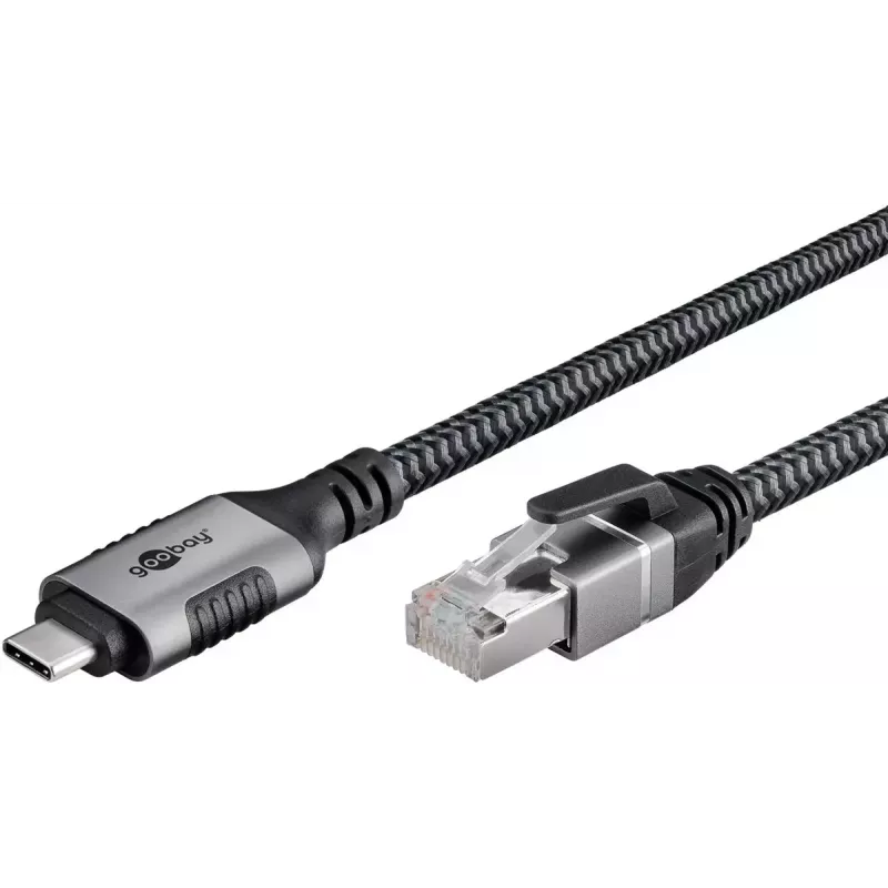 Goobay Gender Changer USB C to RJ-45 10m Black Silver