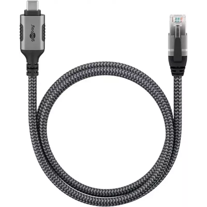Goobay Gender Changer USB C to RJ-45 10m Black Silver