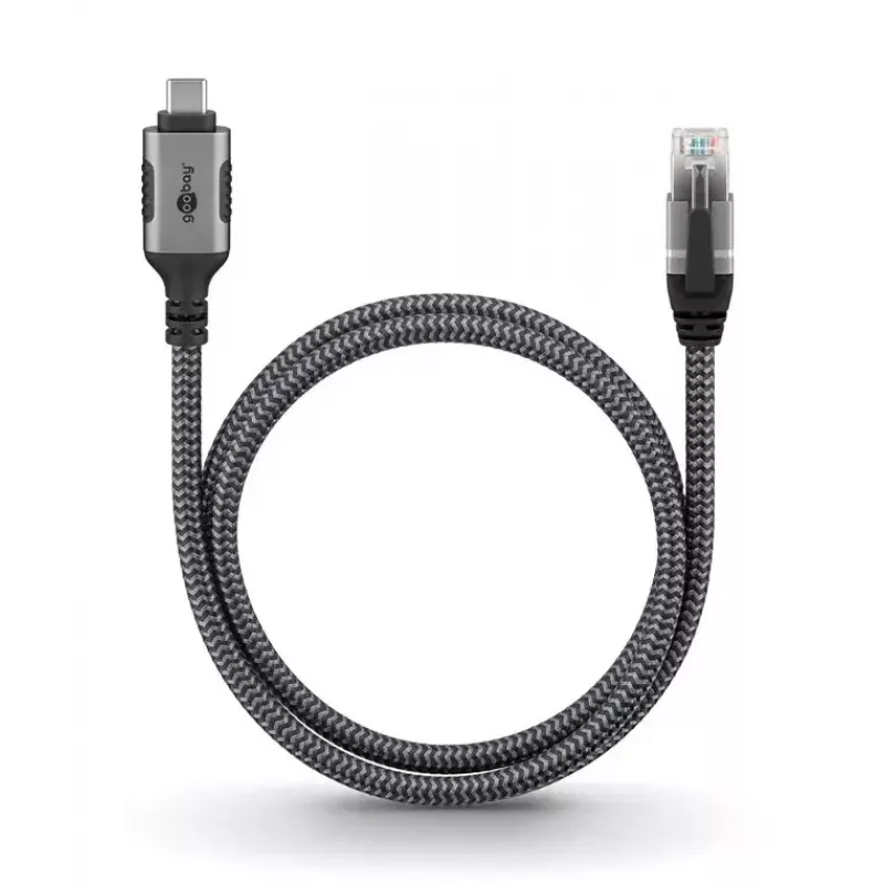 Goobay Gender Changer USB C to RJ-45 10m Black Silver
