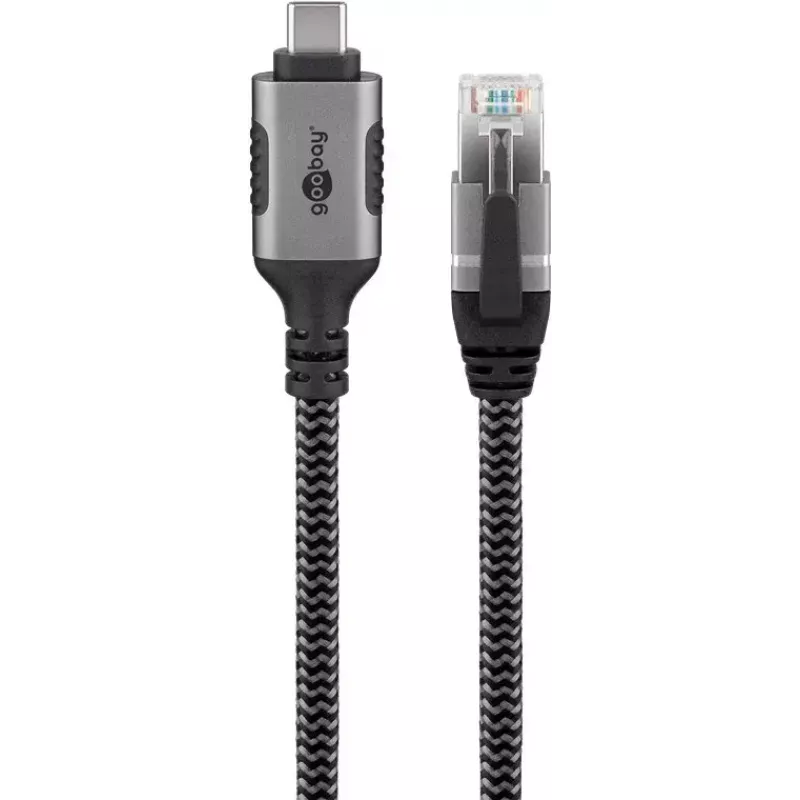 Goobay Gender Changer USB C to RJ-45 10m Black Silver