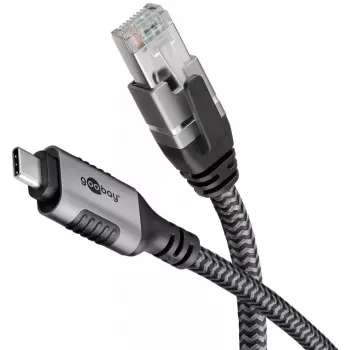 Goobay Gender Changer USB C to RJ-45 10m Black Silver