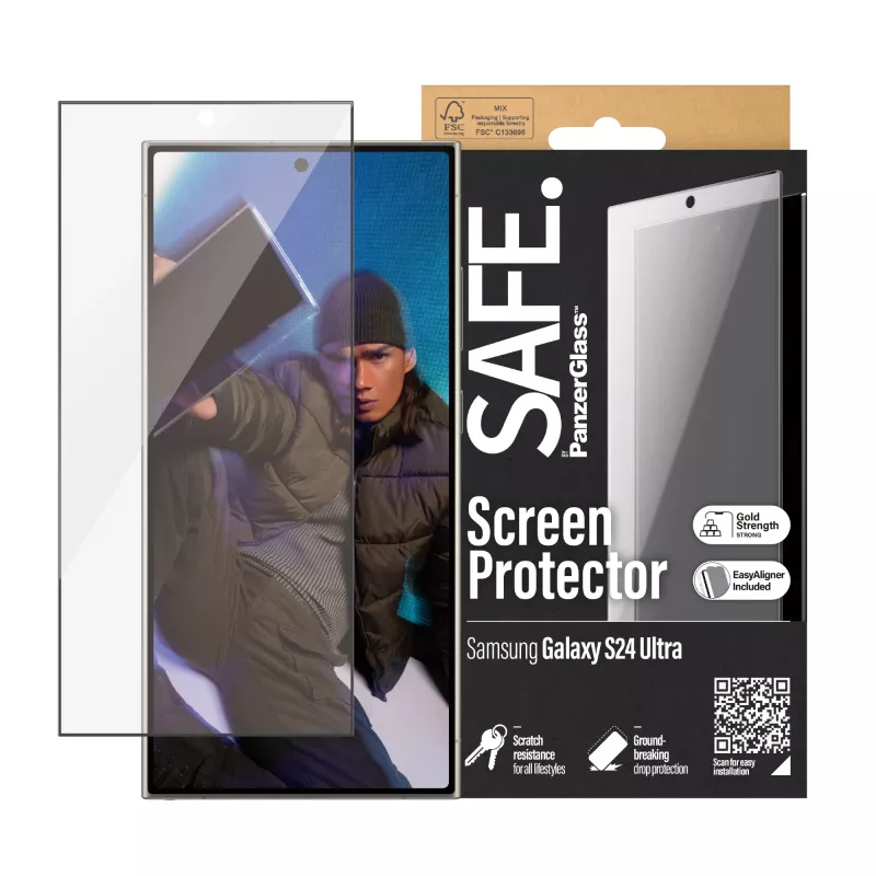 PanzerGlass SAFE. by ® Screen Protector Samsung Galaxy S24 Ultra | Ultra-Wide Fit w. EasyAligner