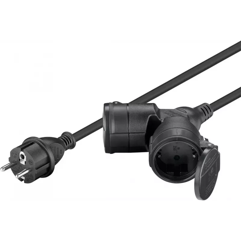 Goobay 65434 Power Extension 5m 2 AC Outlets Outdoor Black