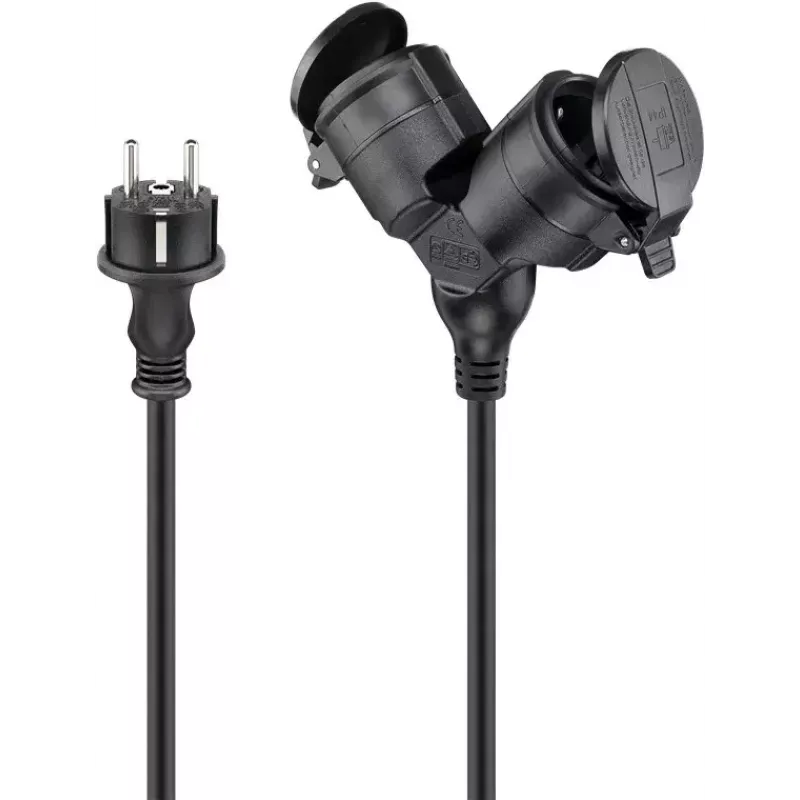 Goobay 65434 Power Extension 5m 2 AC Outlets Outdoor Black