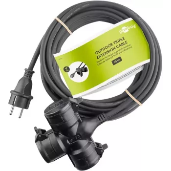 Power Extension Goobay 65438 10m 3 AC Outlets Outdoor Black