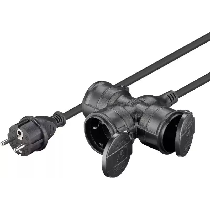Power Extension Goobay 65438 10m 3 AC Outlets Outdoor Black