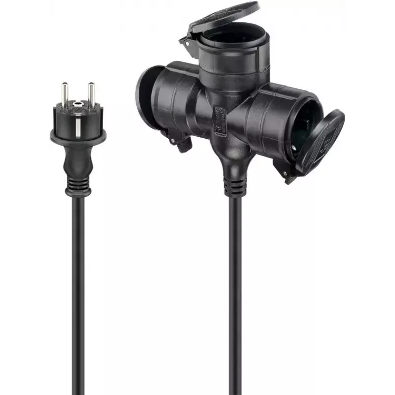 Power Extension Goobay 65438 10m 3 AC Outlets Outdoor Black