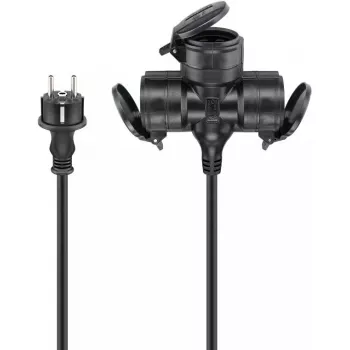 Power Extension Goobay 65438 10m 3 AC Outlets Outdoor Black