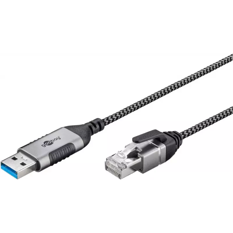Cable Gender Changer Goobay 74400 USB 3.0 Type A RJ45 15m Black Silver