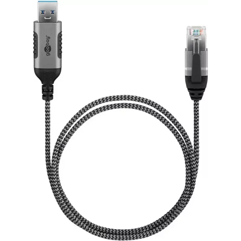 Cable Gender Changer Goobay 74400 USB 3.0 Type A RJ45 15m Black Silver