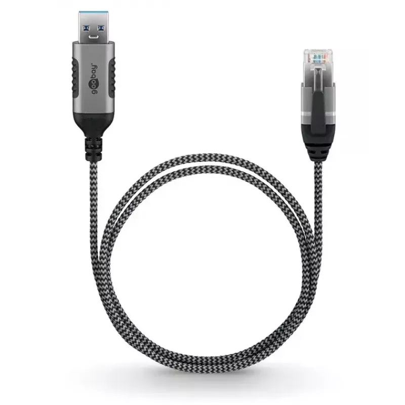 Cable Gender Changer Goobay 74400 USB 3.0 Type A RJ45 15m Black Silver