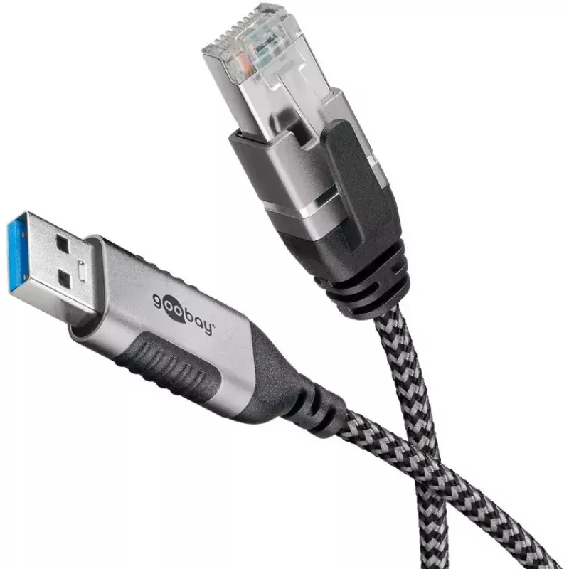 Cable Gender Changer Goobay 74399 USB 3.0 Type A RJ45 10m Black Silver