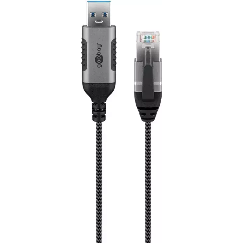 Cable Gender Changer Goobay 74399 USB 3.0 Type A RJ45 10m Black Silver