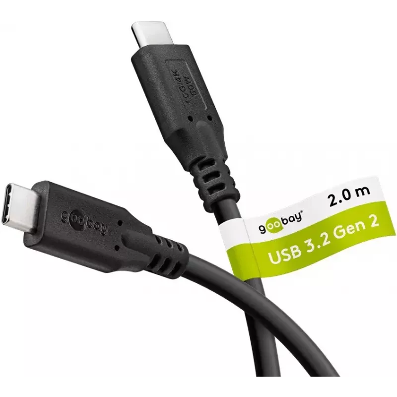 USB Cable Goobay 74207 USB 3.2 Gen 1 2m USB C Black