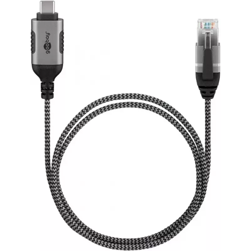 Goobay 74402 Cable Gender Changer USB 3.1 Type A RJ45 1.5m Black Silver