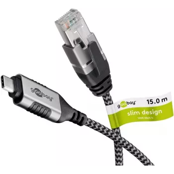 Cable gender changer Goobay 74408 USB 3.1 type A RJ45 15m Black Silver