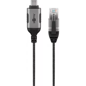 Cable gender changer Goobay 74408 USB 3.1 type A RJ45 15m Black Silver