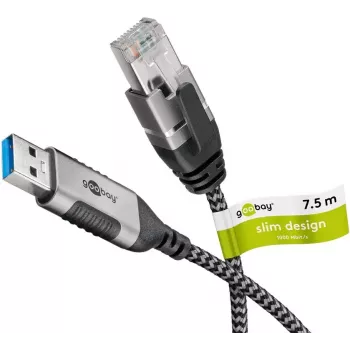 Goobay 74398 Cable Gender Changer USB 3.0 Type A RJ45 7.5m Black Silver