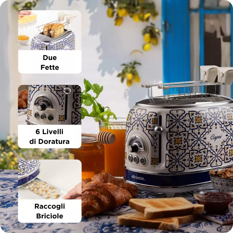 Ariete 0155/0C Toaster 2 slice 815 W Blue Multicolour