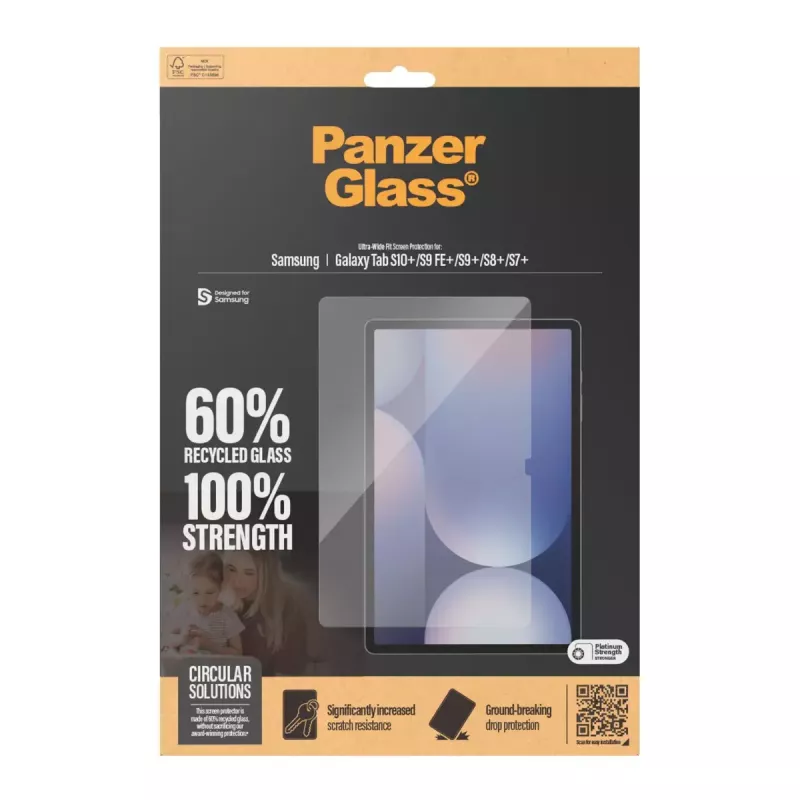 Screen Protector PanzerGlass Samsung Galaxy Tab S7+ S8+ S9+ S9 FE+ S10+ Ultra-Wide Fit