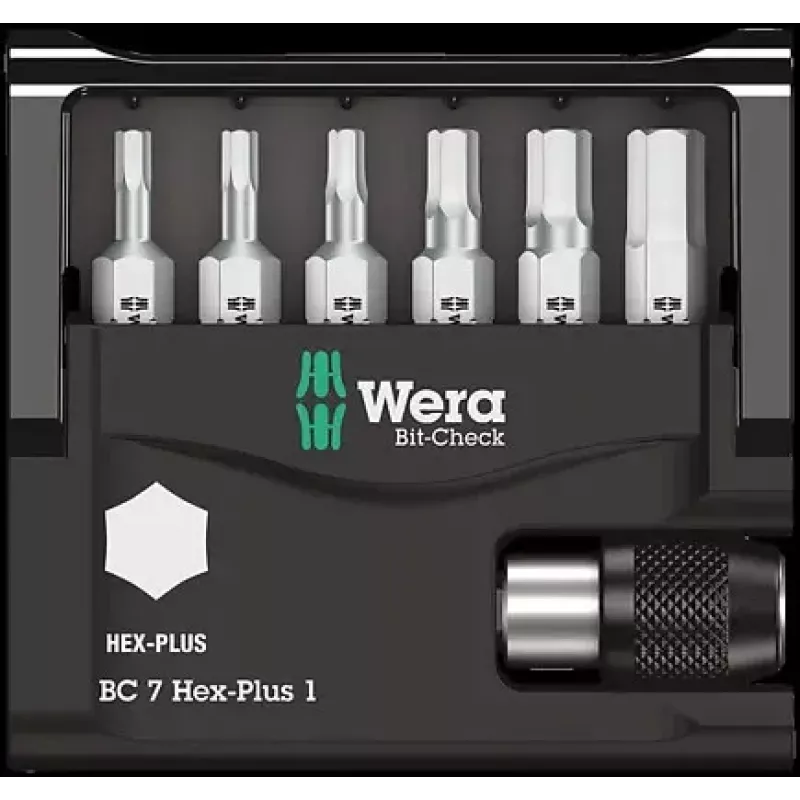Wera Bit-Check 7 Hex-Plus 1 Screwdriver Bit Set, 7 pcs, H2-H6