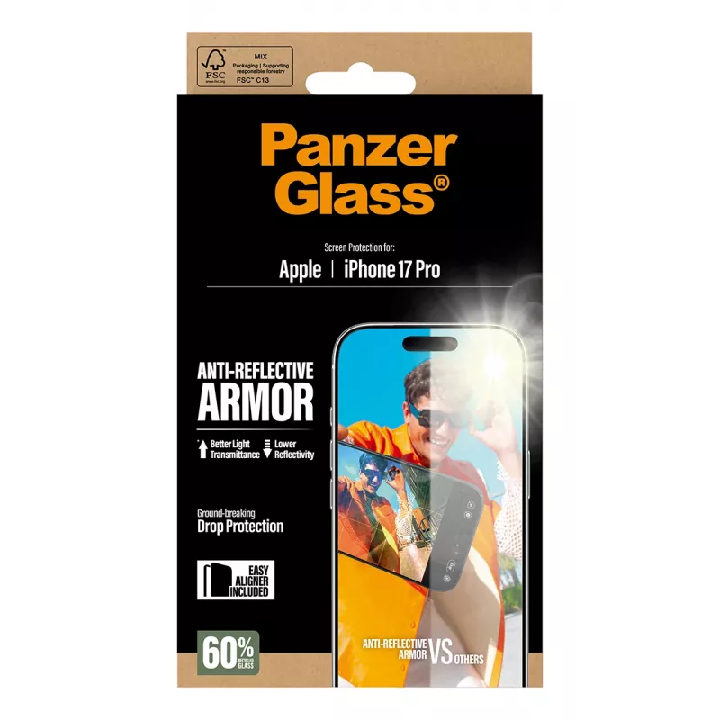 PanzerGlass Anti-Reflective Armor Screen Protector iPhone 17 Pro Scratch Shock Resistant