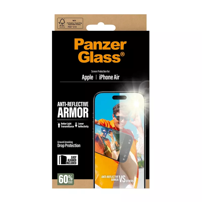 PanzerGlass Anti-Reflective Armor Screen Protector iPhone Air Scratch Shock Resistant