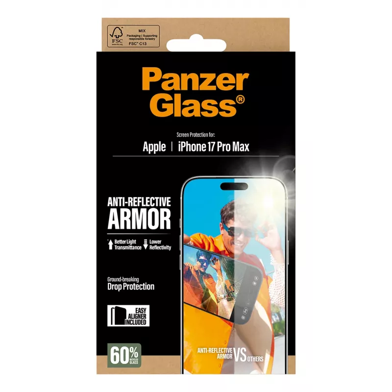 PanzerGlass Anti-Reflective Armor Screen Protector iPhone 17 Pro Max Scratch Shock Resistant