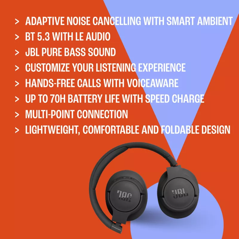 JBL Tune 770NC Headset Wired & Wireless Head-band Calls/Music USB Type-C Bluetooth Black