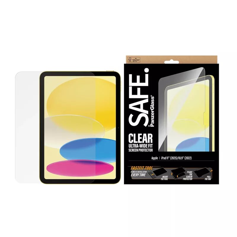 PanzerGlass SAFE. by ® Screen Protector iPad 11 inch (2025-2026) | 10.9 inch (2022) | Ultra-Wide Fit w. Fastfit tool