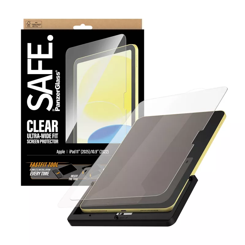PanzerGlass SAFE. by ® Screen Protector iPad 11 inch (2025-2026) | 10.9 inch (2022) | Ultra-Wide Fit w. Fastfit tool