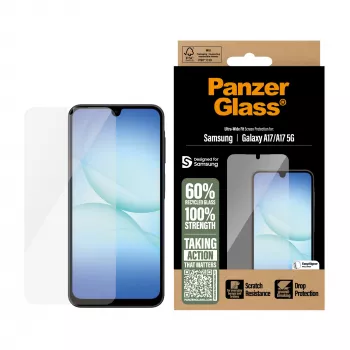 PanzerGlass Screen Protector for Samsung Galaxy A17 / A17 5G — Ultra-Wide Fit, PET+Silicone, Scratch & Shock Resistant