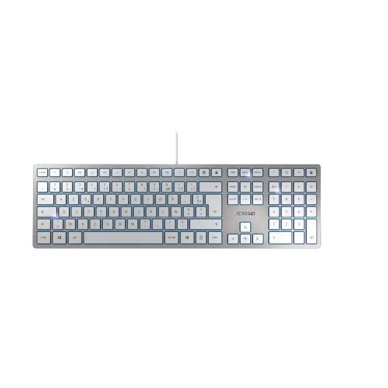CHERRY KC 6000 Slim keyboard Universal USB AZERTY Belgian Silver, White