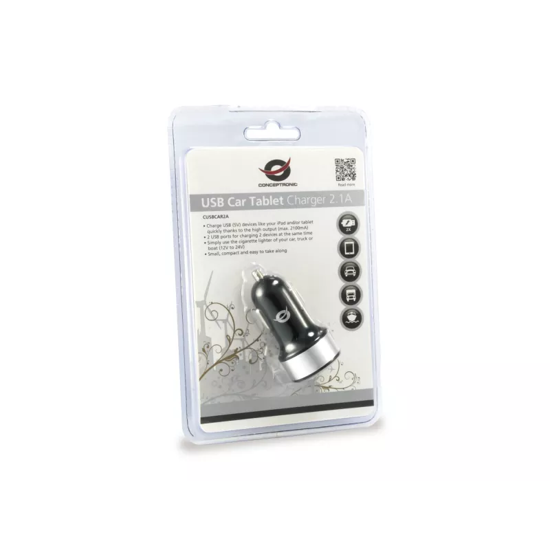 Car Charger Conceptronic CUSBCAR2A 2-Port USB 2.1A