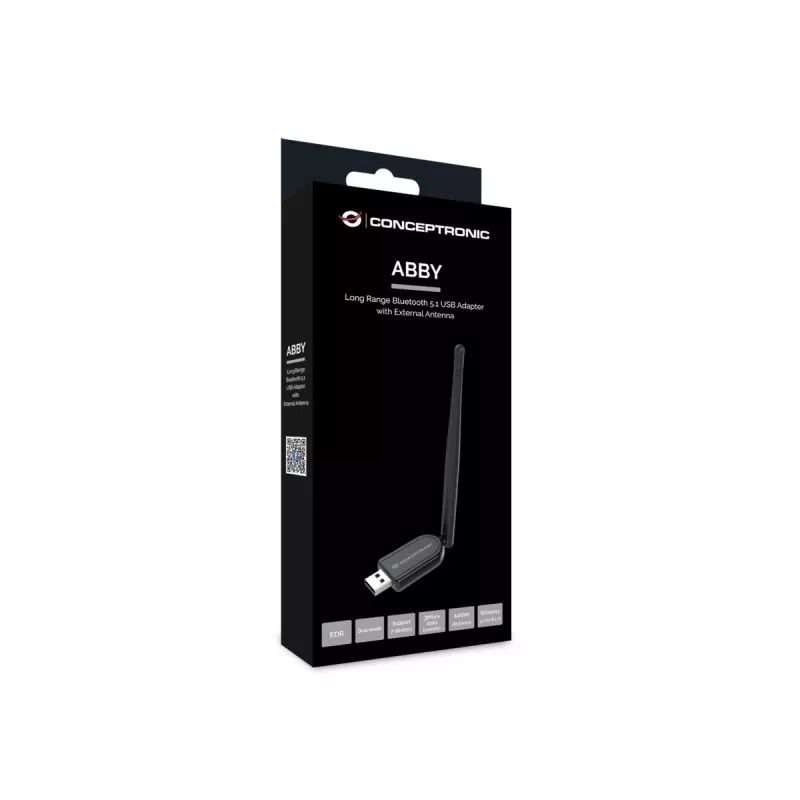 Conceptronic ABBY Long Range Bluetooth 5.1 USB Adapter with External Antenna
