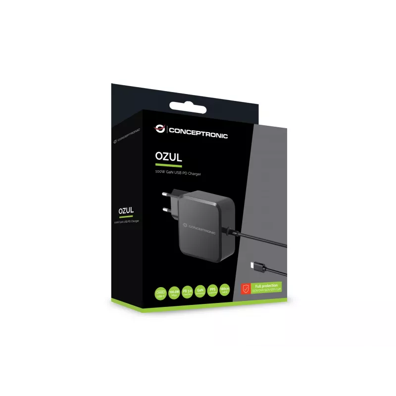 Conceptronic OZUL05BE mobile device charger Universal Black AC Indoor