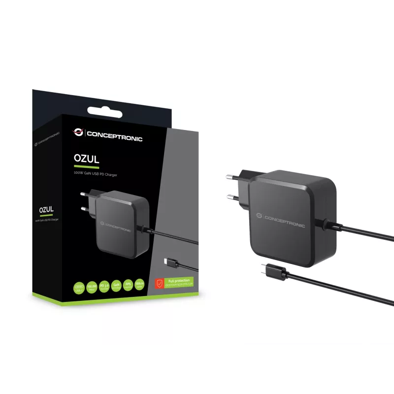 Conceptronic OZUL05BE mobile device charger Universal Black AC Indoor
