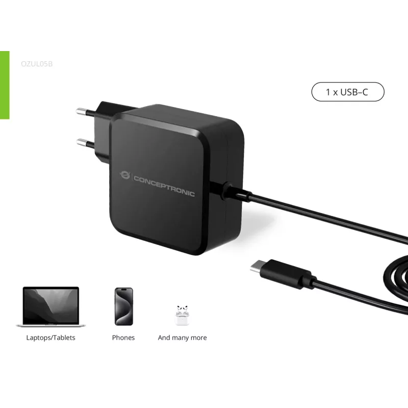 Conceptronic OZUL05BE mobile device charger Universal Black AC Indoor