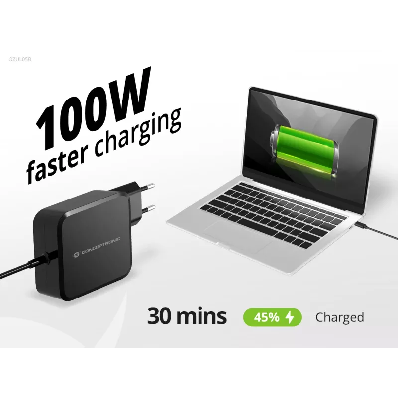 Conceptronic OZUL05BE mobile device charger Universal Black AC Indoor