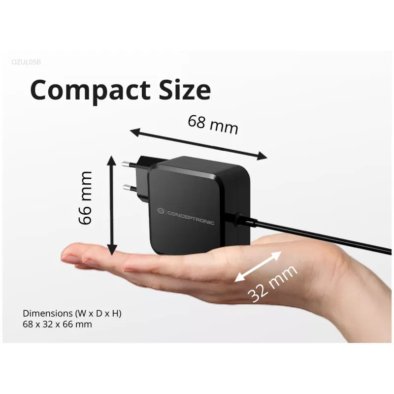 Conceptronic OZUL05BE mobile device charger Universal Black AC Indoor