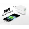 Conceptronic 2-Port 20W GaN USB PD Charger, USB-C x 1, USB-A x 1, QC 3.0, PPS