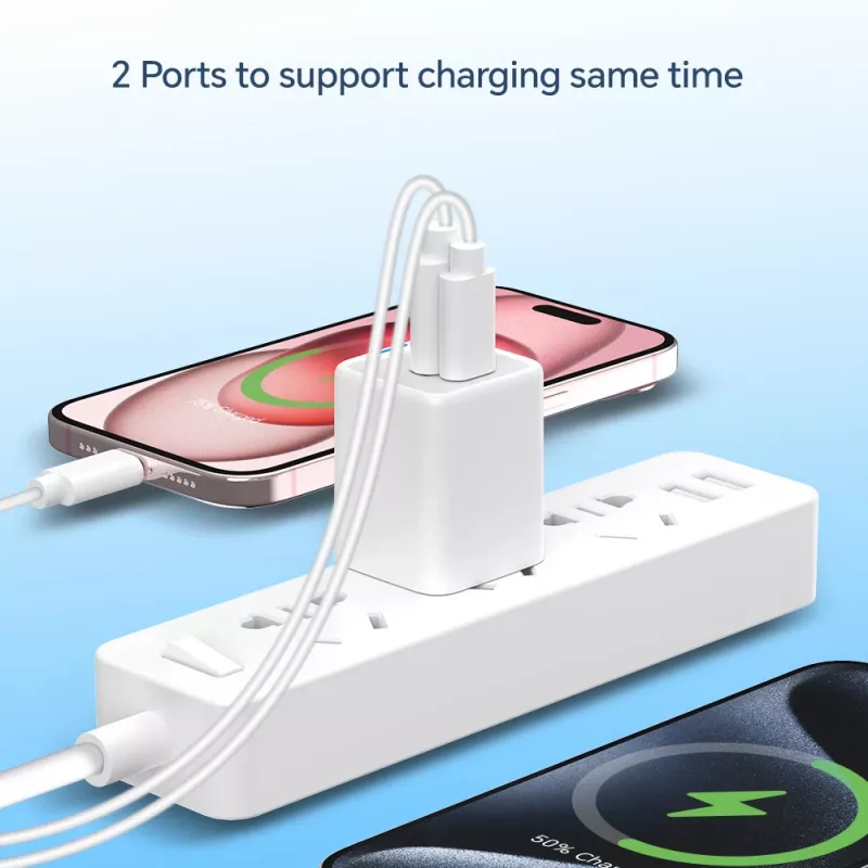 Conceptronic 2-Port 20W GaN USB PD Charger, USB-C x 1, USB-A x 1, QC 3.0, PPS