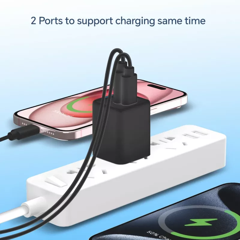 Conceptronic 2-Port 20W GaN USB PD Charger, USB-C x 1, USB-A x 1, QC 3.0, PPS