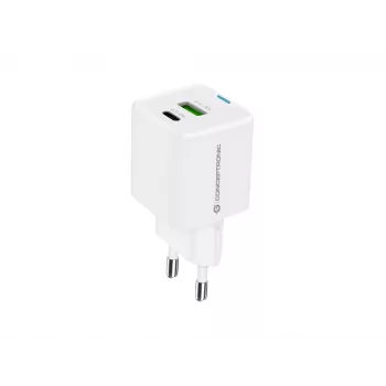 Conceptronic 2-Port 33W GaN USB PD Charger with 3-in-1 Charging Cable, USB-C x 1, USB-A x 1, QC 3.0, PPS