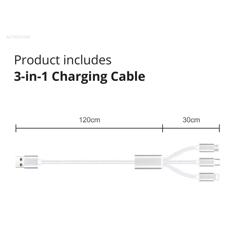 Conceptronic 2-Port 33W GaN USB PD Charger with 3-in-1 Charging Cable, USB-C x 1, USB-A x 1, QC 3.0, PPS