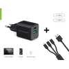 Conceptronic 2-Port 33W GaN USB PD Charger with 3-in-1 Charging Cable, USB-C x 1, USB-A x 1, QC 3.0, PPS