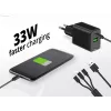 Conceptronic 2-Port 33W GaN USB PD Charger with 3-in-1 Charging Cable, USB-C x 1, USB-A x 1, QC 3.0, PPS