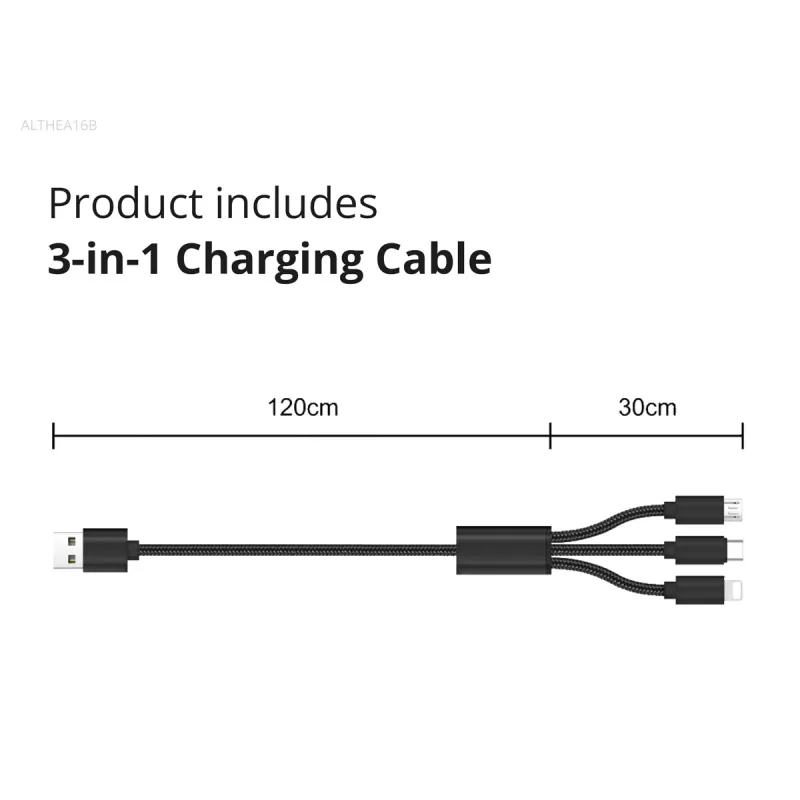 Conceptronic 2-Port 33W GaN USB PD Charger with 3-in-1 Charging Cable, USB-C x 1, USB-A x 1, QC 3.0, PPS