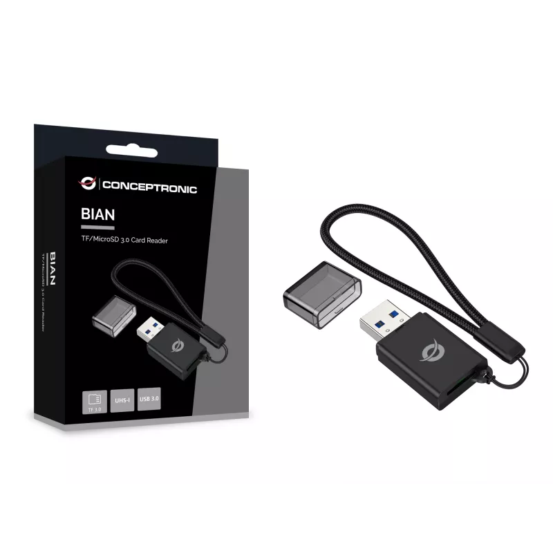 Conceptronic BIAN07B TF/MicroSD 3.0 Card Reader, UHS-I, USB 3.0, 5Gbps