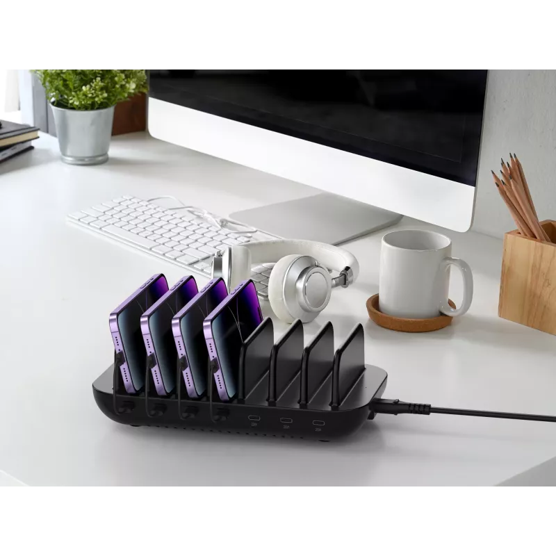 Conceptronic OZUL07B 160W 7-Port USB PD Charging Station, USB-C x 7, PD 3.0